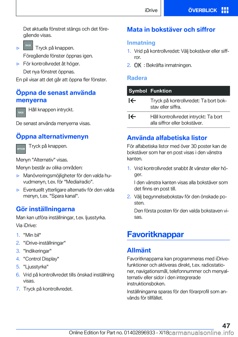 BMW 3 SERIES 2019  InstruktionsbÖcker (in Swedish) �D�e�t��a�k�t�u�e�l�l�a��f�