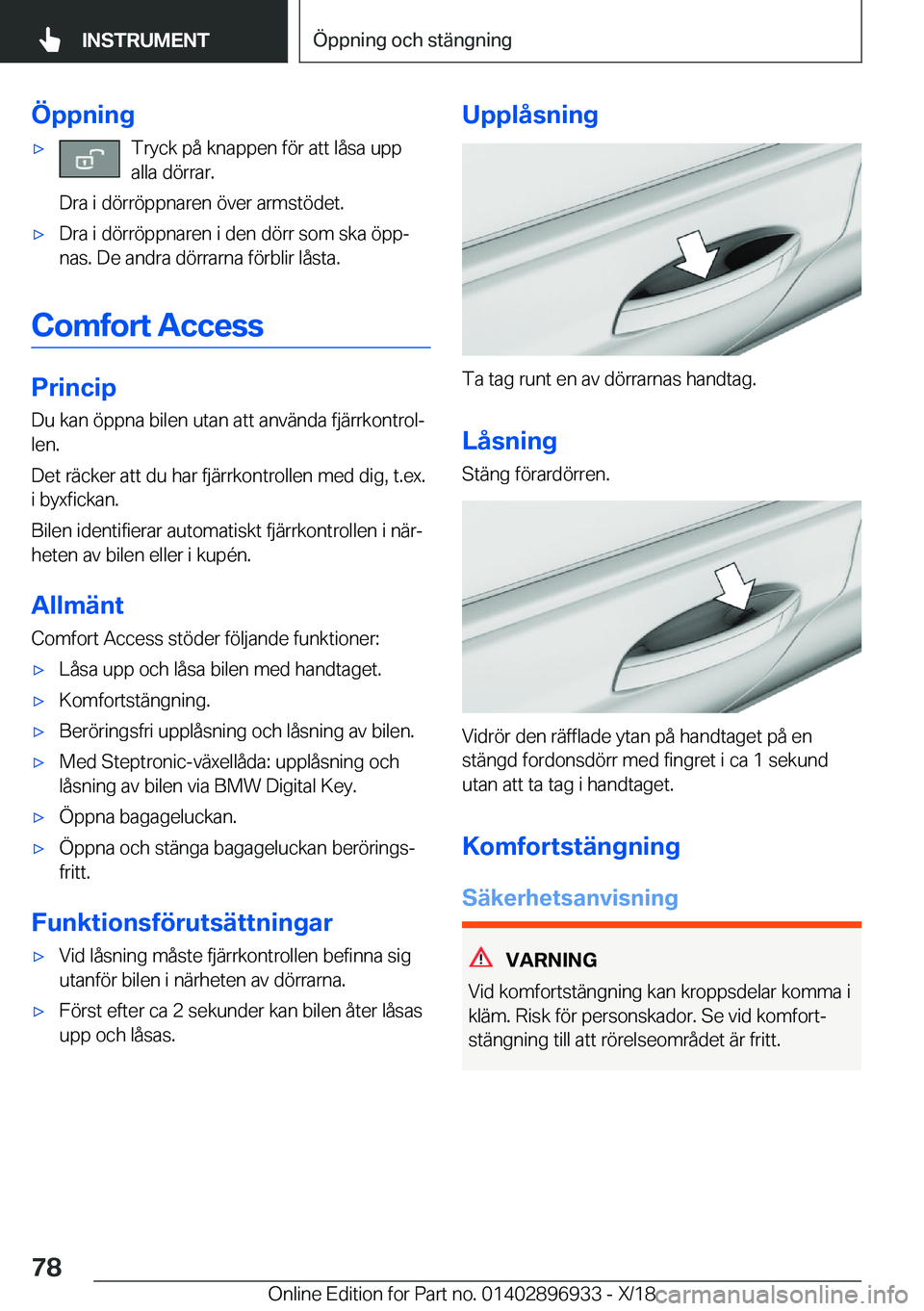 BMW 3 SERIES 2019  InstruktionsbÖcker (in Swedish) �