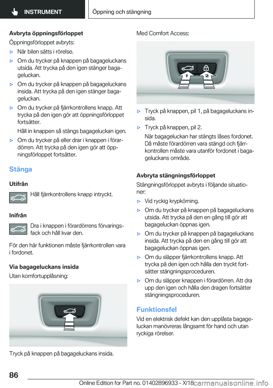 BMW 3 SERIES 2019  InstruktionsbÖcker (in Swedish) �A�v�b�r�y�t�a��