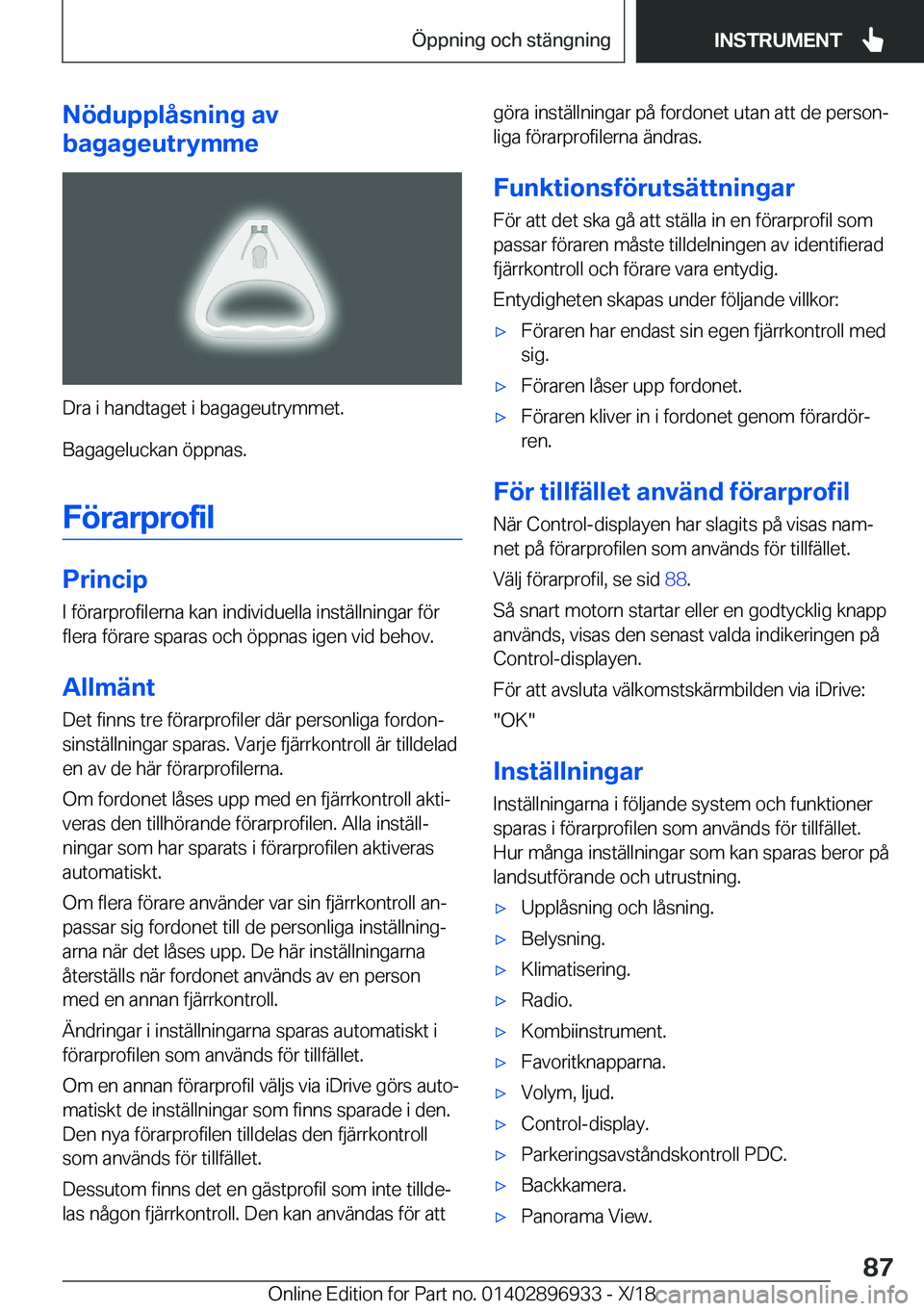 BMW 3 SERIES 2019  InstruktionsbÖcker (in Swedish) �N�