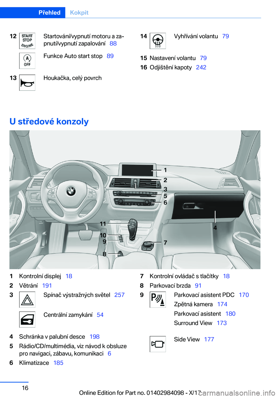 BMW 3 SERIES 2018  Návod na použití (in Czech) �1�2�S�t�a�r�t�o�v�