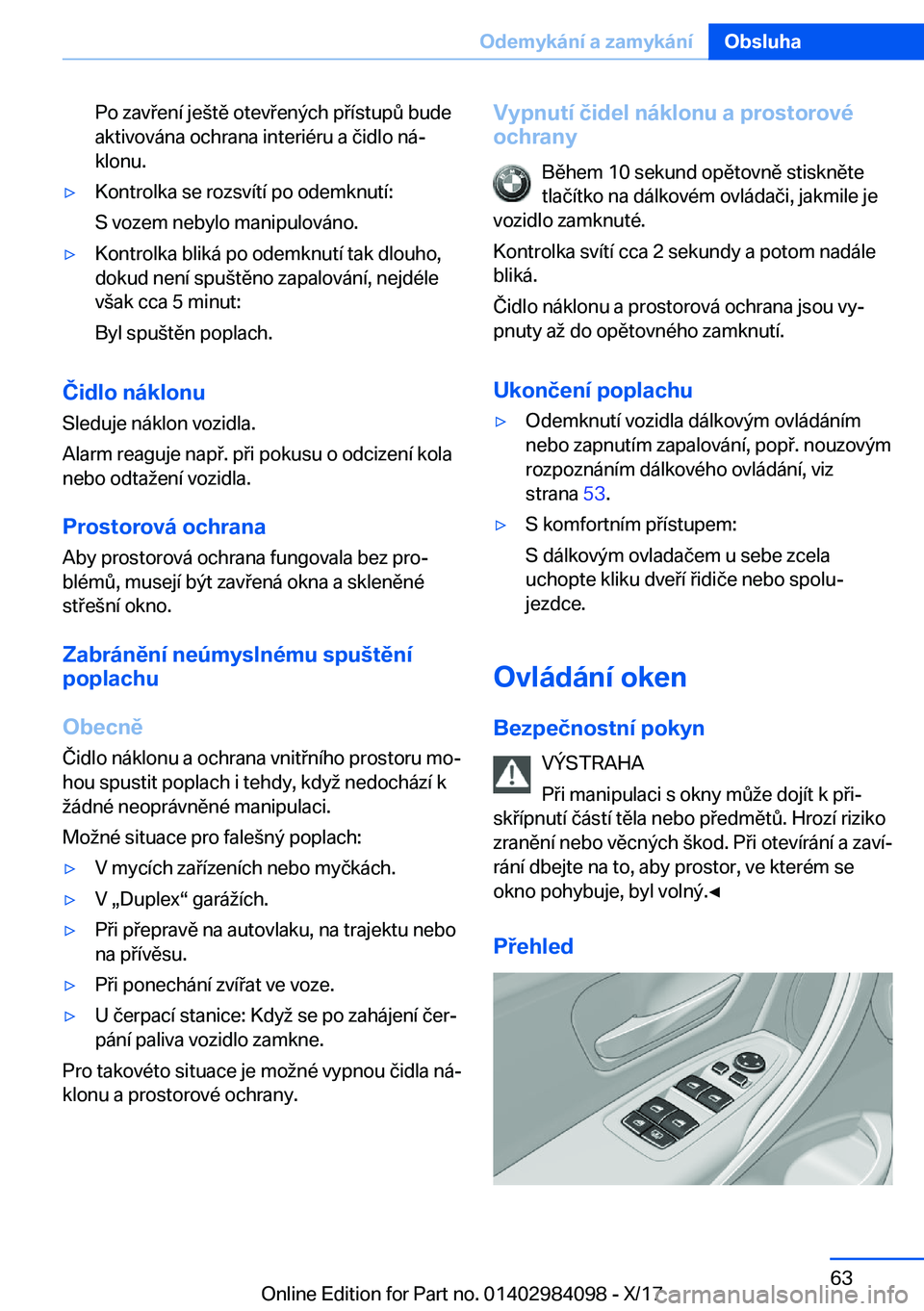 BMW 3 SERIES 2018  Návod na použití (in Czech) �P�o� �z�a�v �e�n�