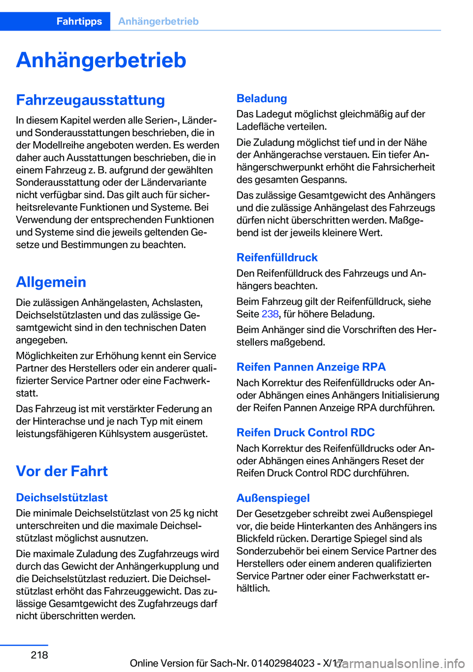 BMW 3 SERIES 2018  Betriebsanleitungen (in German) �A�n�h�