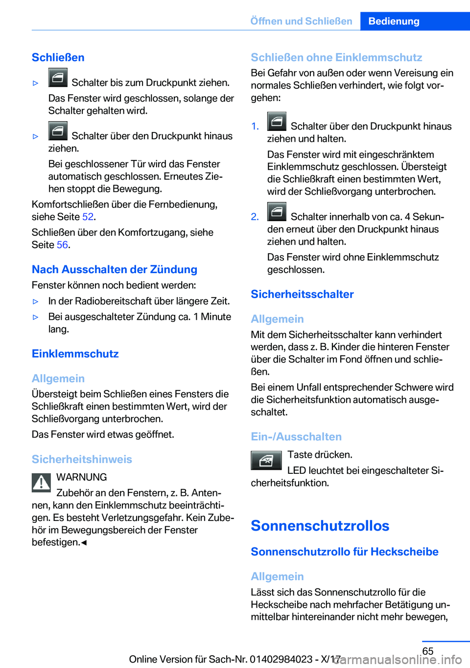 BMW 3 SERIES 2018  Betriebsanleitungen (in German) �S�c�h�l�i�e�