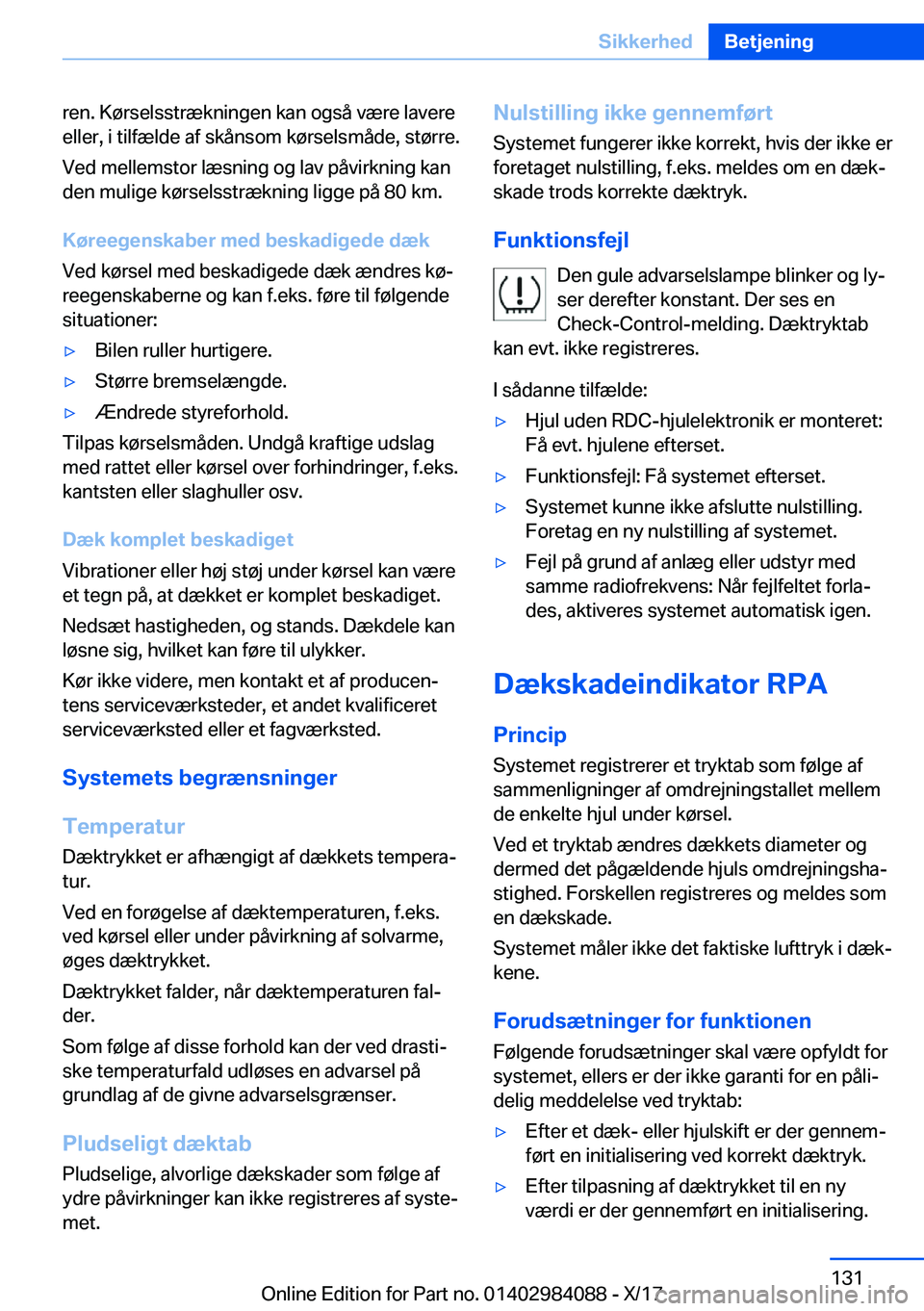 BMW 3 SERIES 2018  InstruktionsbØger (in Danish) �r�e�n�.� �K�