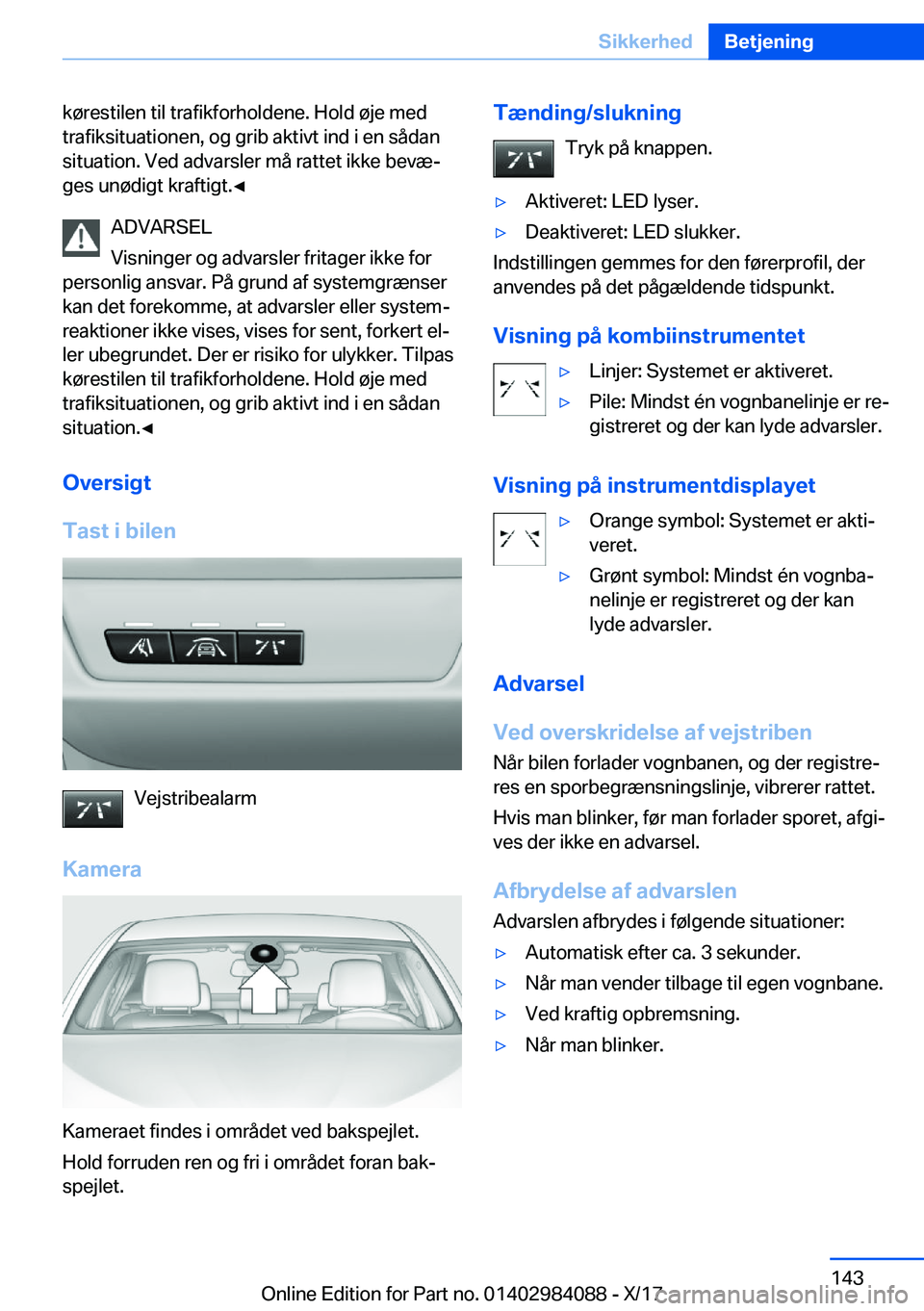 BMW 3 SERIES 2018  InstruktionsbØger (in Danish) �k�