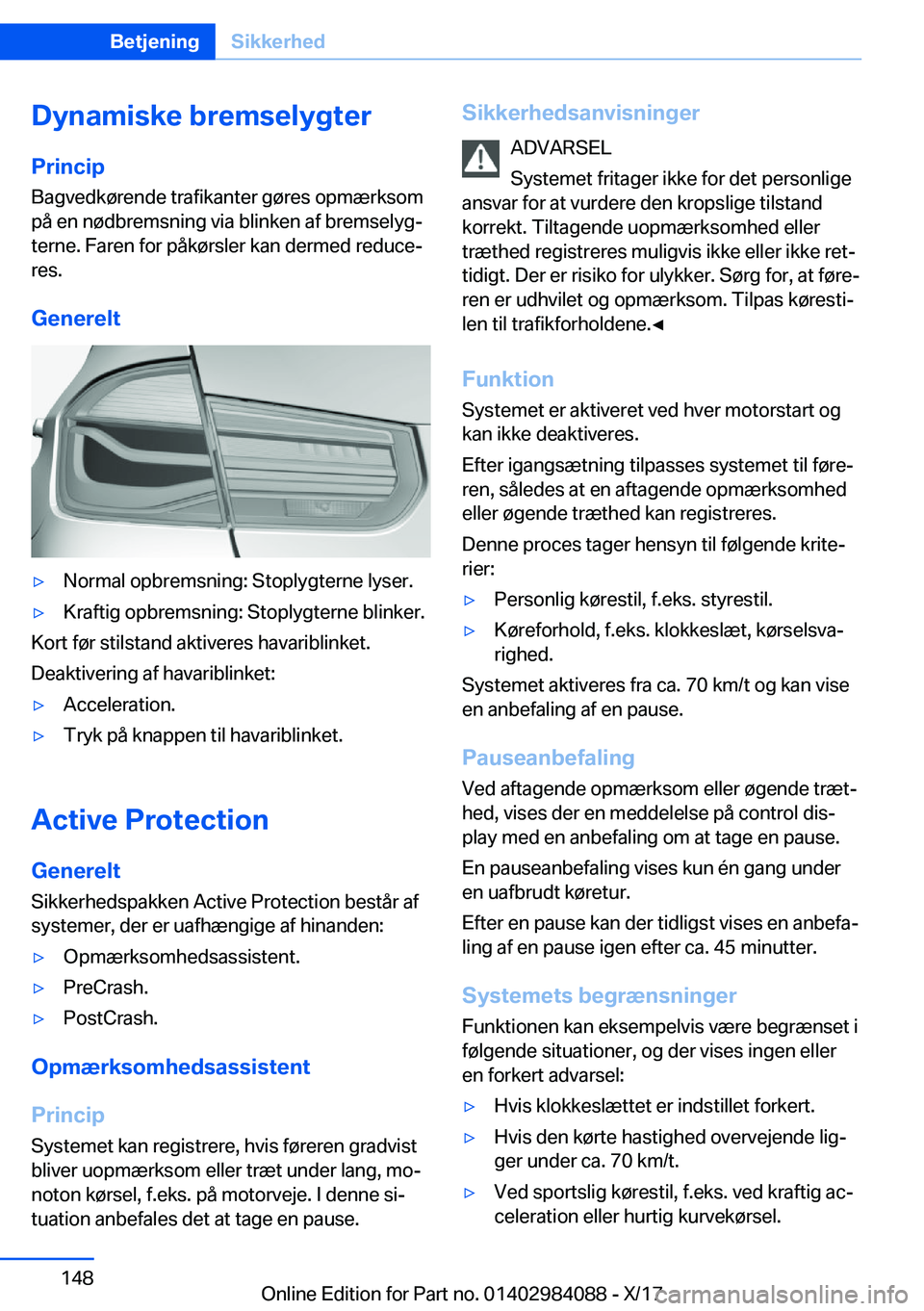 BMW 3 SERIES 2018  InstruktionsbØger (in Danish) �D�y�n�a�m�i�s�k�e��b�r�e�m�s�e�l�y�g�t�e�r�P�r�i�n�c�i�p
�B�a�g�v�e�d�k�