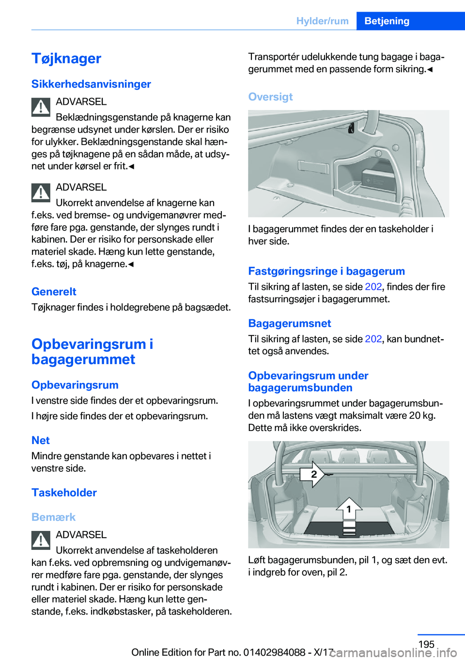 BMW 3 SERIES 2018  InstruktionsbØger (in Danish) �T�