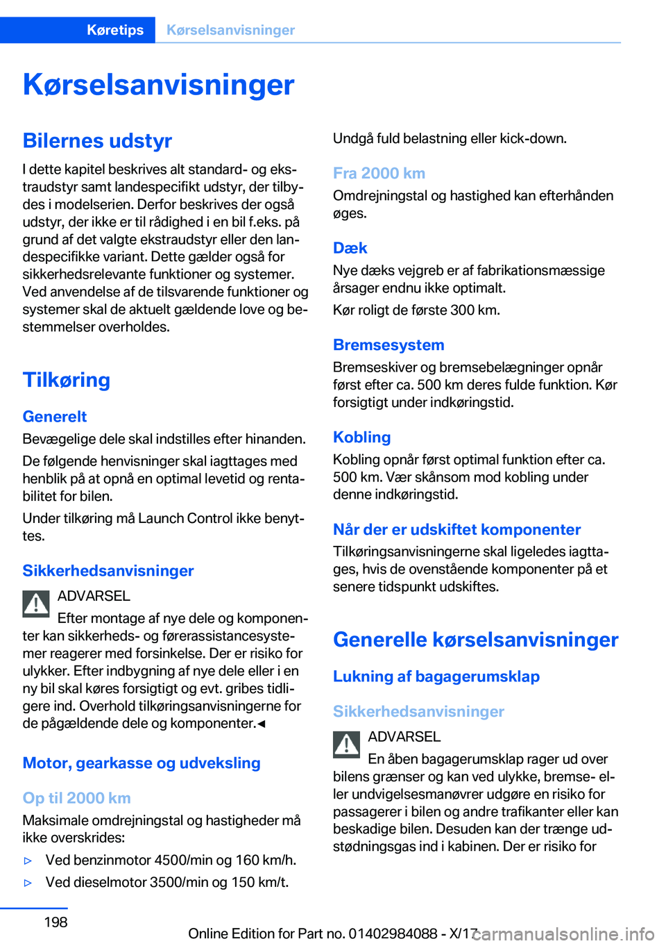 BMW 3 SERIES 2018  InstruktionsbØger (in Danish) �K�