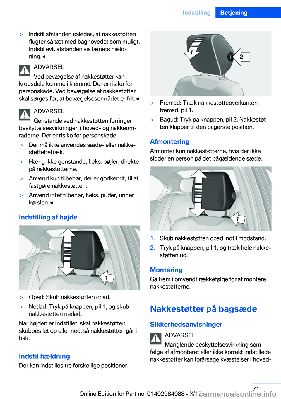 BMW 3 SERIES 2018  InstruktionsbØger (in Danish) 'y�I�n�d�s�t�i�l� �a�f�s�t�a�n�d�e�n� �s�å�l�e�d�e�s�,� �a�t� �n�a�k�k�e�s�t�