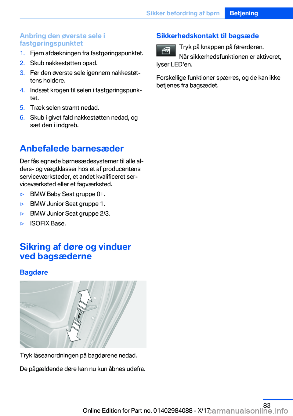 BMW 3 SERIES 2018  InstruktionsbØger (in Danish) �A�n�b�r�i�n�g��d�e�n��