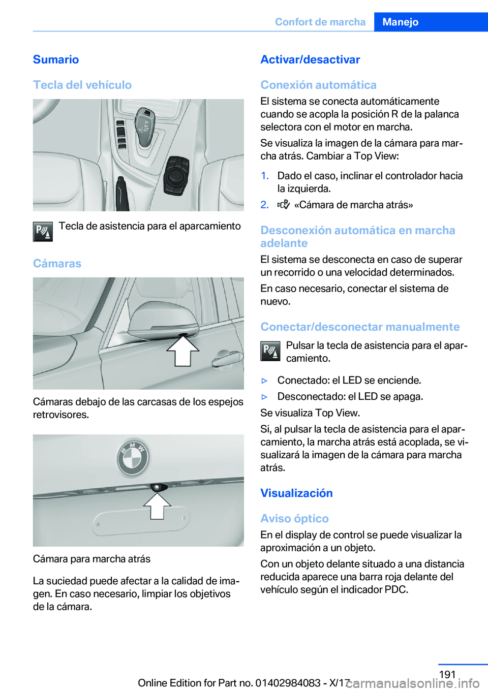 BMW 3 SERIES 2018  Manuales de Empleo (in Spanish) �S�u�m�a�r�i�o
�T�e�c�l�a��d�e�l��v�e�h�