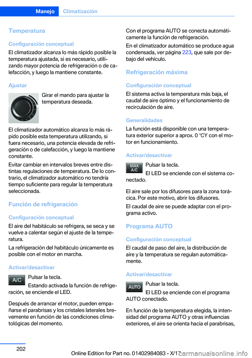 BMW 3 SERIES 2018  Manuales de Empleo (in Spanish) �T�e�m�p�e�r�a�t�u�r�a
�C�o�n�f�i�g�u�r�a�c�i�