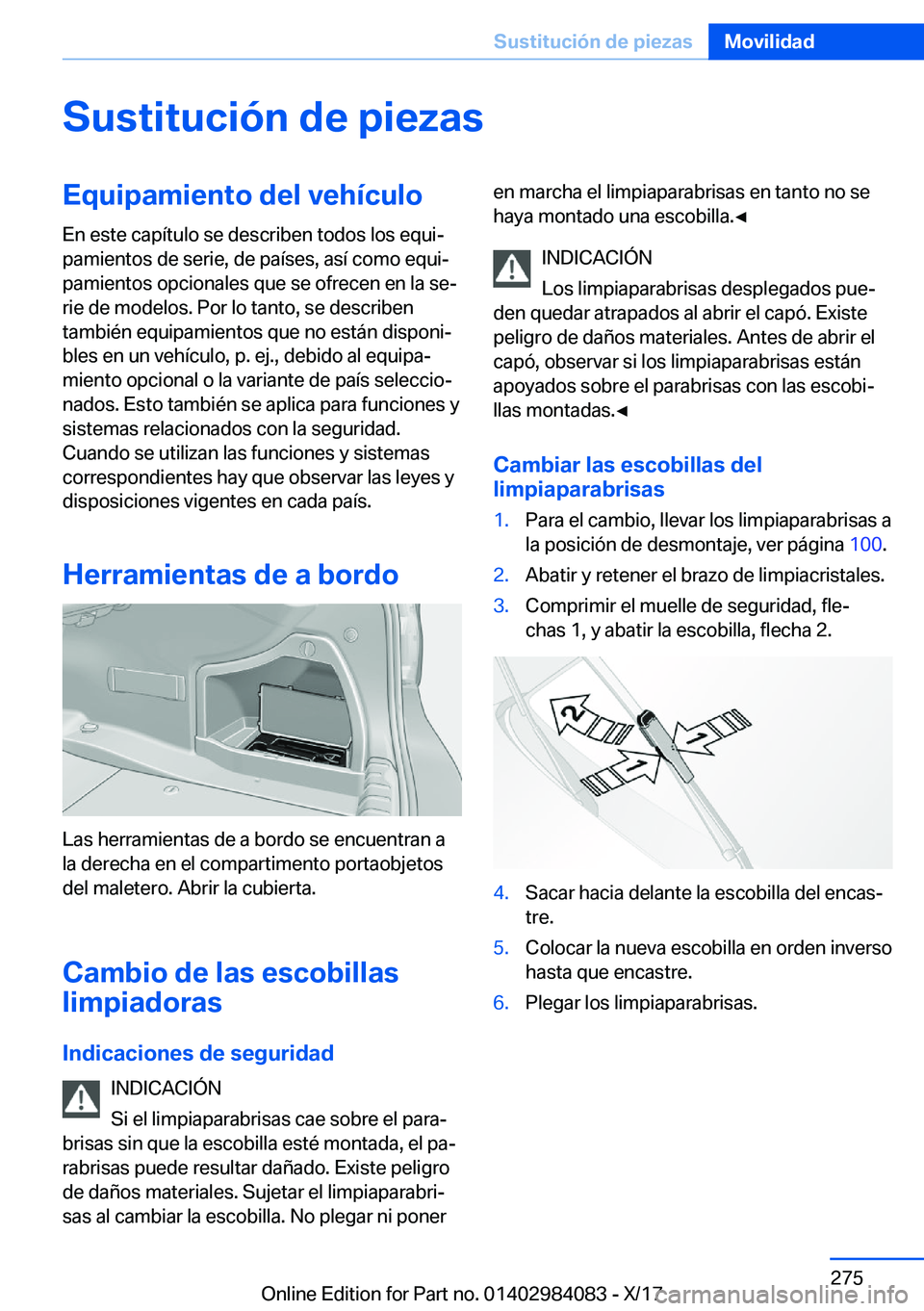 BMW 3 SERIES 2018  Manuales de Empleo (in Spanish) �S�u�s�t�i�t�u�c�i�