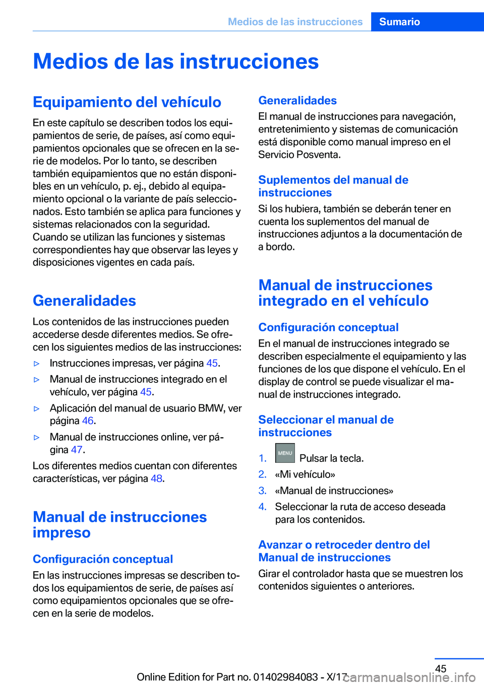 BMW 3 SERIES 2018  Manuales de Empleo (in Spanish) �M�e�d�i�o�s��d�e��l�a�s��i�n�s�t�r�u�c�c�i�o�n�e�s�E�q�u�i�p�a�m�i�e�n�t�o��d�e�l��v�e�h�