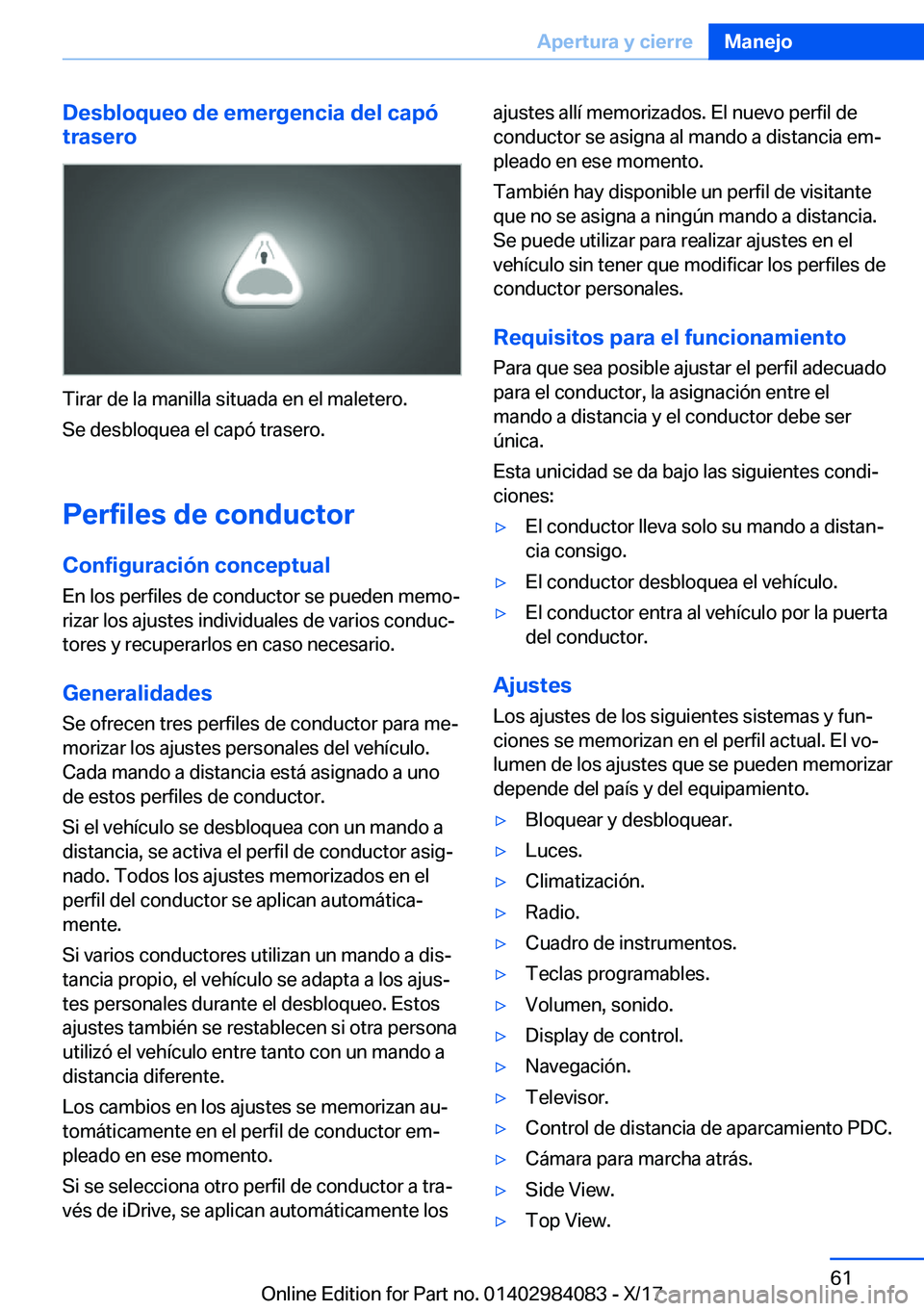 BMW 3 SERIES 2018  Manuales de Empleo (in Spanish) �D�e�s�b�l�o�q�u�e�o��d�e��e�m�e�r�g�e�n�c�i�a��d�e�l��c�a�p�