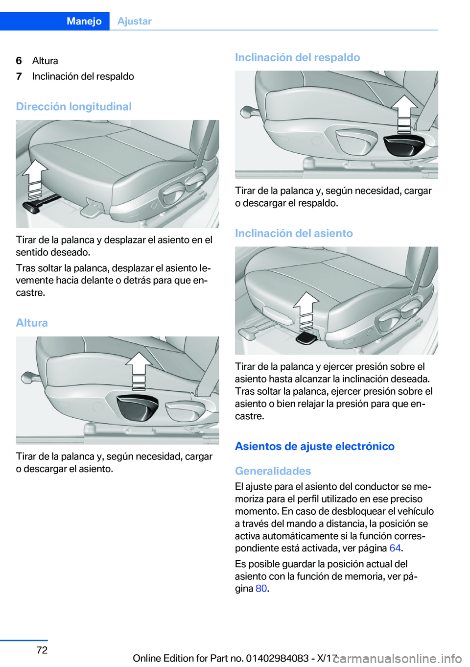 BMW 3 SERIES 2018  Manuales de Empleo (in Spanish) �6�A�l�t�u�r�a�7�I�n�c�l�i�n�a�c�i�
