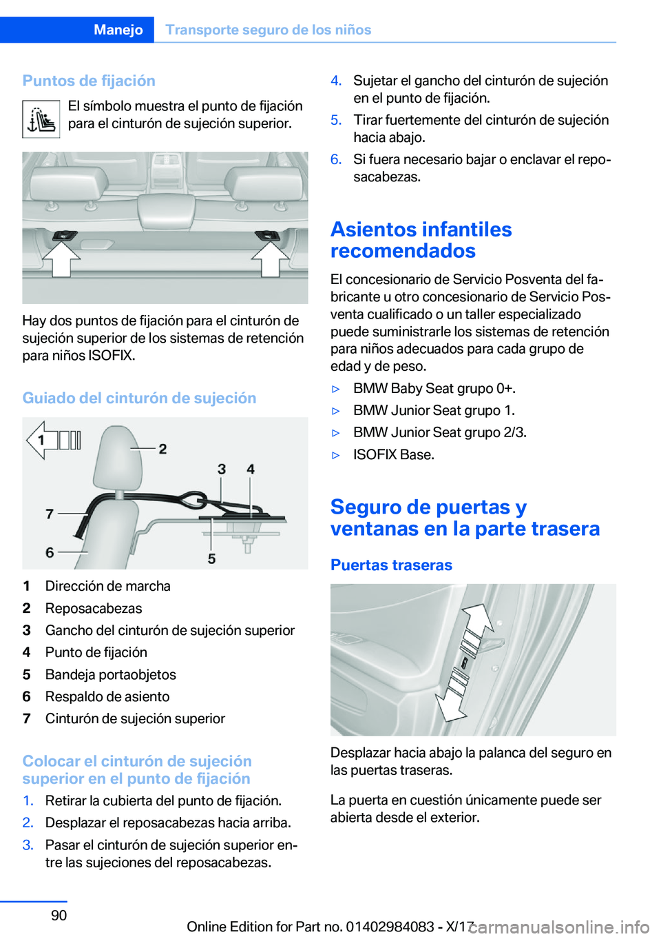 BMW 3 SERIES 2018  Manuales de Empleo (in Spanish) �P�u�n�t�o�s��d�e��f�i�j�a�c�i�