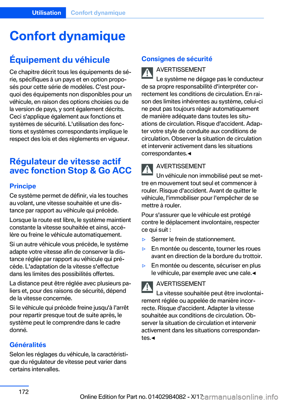 BMW 3 SERIES 2018  Notices Demploi (in French) �C�o�n�f�o�r�t��d�y�n�a�m�i�q�u�e�