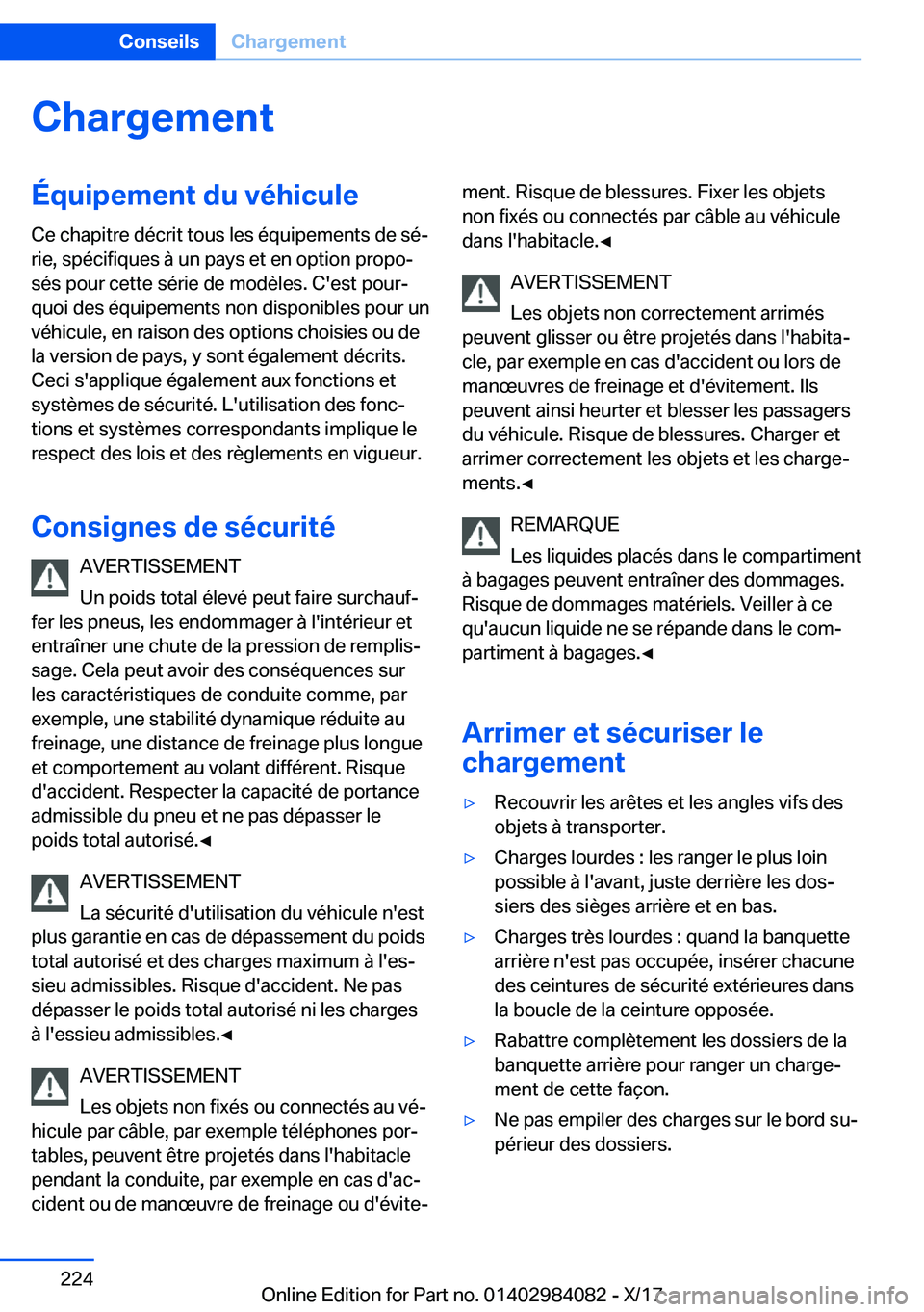 BMW 3 SERIES 2018  Notices Demploi (in French) �C�h�a�r�g�e�m�e�n�t�