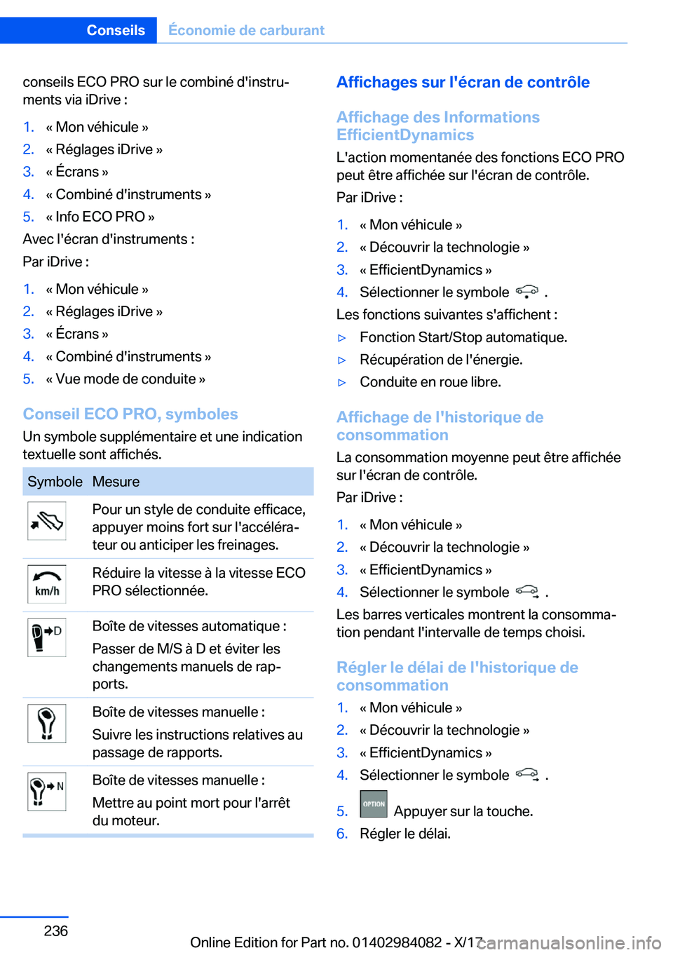 BMW 3 SERIES 2018  Notices Demploi (in French) �c�o�n�s�e�i�l�s� �E�C�O� �P�R�O� �s�u�r� �l�e� �c�o�m�b�i�n�é� �d�'�i�n�s�t�r�uj
�m�e�n�t�s� �v�i�a� �i�D�r�i�v�e� �:�1�.�k� �M�o�n� �v�é�h�i�c�u�l�e� �{�2�.�k� �R�é�g�l�a�g�e�s� �i�D�r�i�v�e