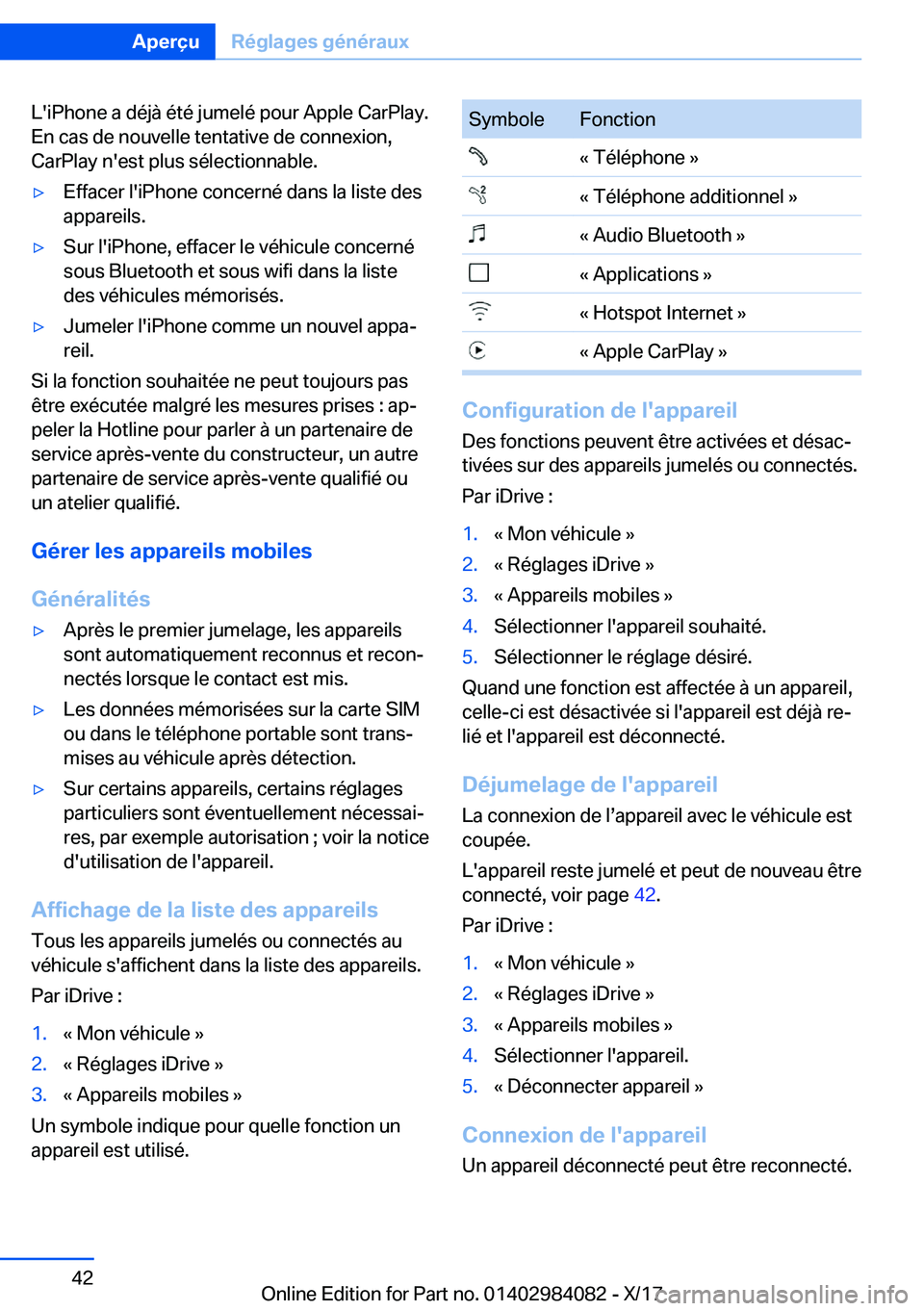 BMW 3 SERIES 2018  Notices Demploi (in French) �L�'�i�P�h�o�n�e� �a� �d�é�j�