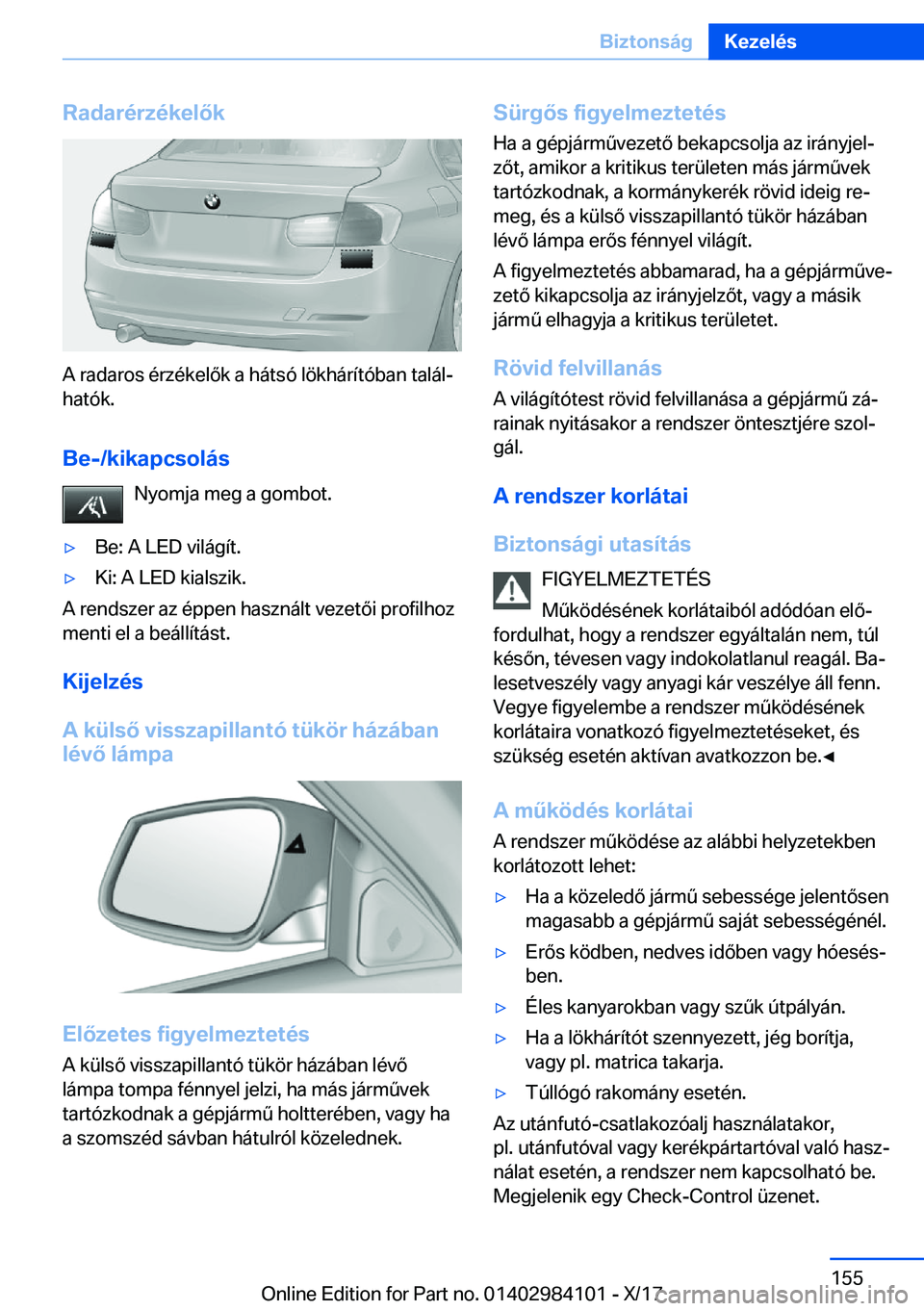 BMW 3 SERIES 2018  Kezelési útmutató (in Hungarian) �R�a�d�a�r�
