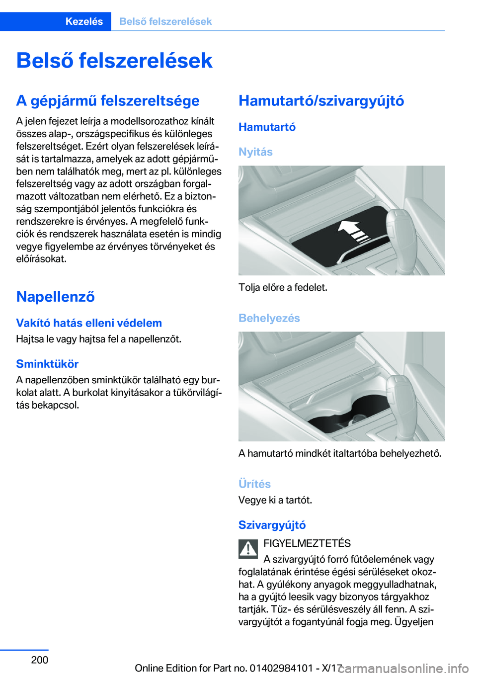 BMW 3 SERIES 2018  Kezelési útmutató (in Hungarian) �B�e�l�s�