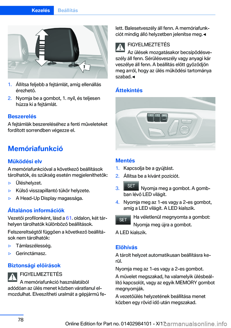 BMW 3 SERIES 2018  Kezelési útmutató (in Hungarian) �1�.�