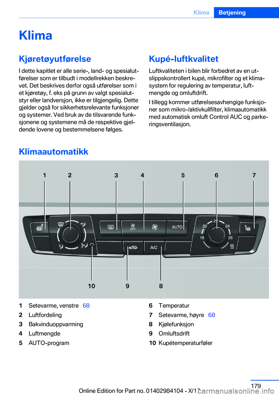 BMW 3 SERIES 2018  InstruksjonsbØker (in Norwegian) �K�l�i�m�a�K�j�