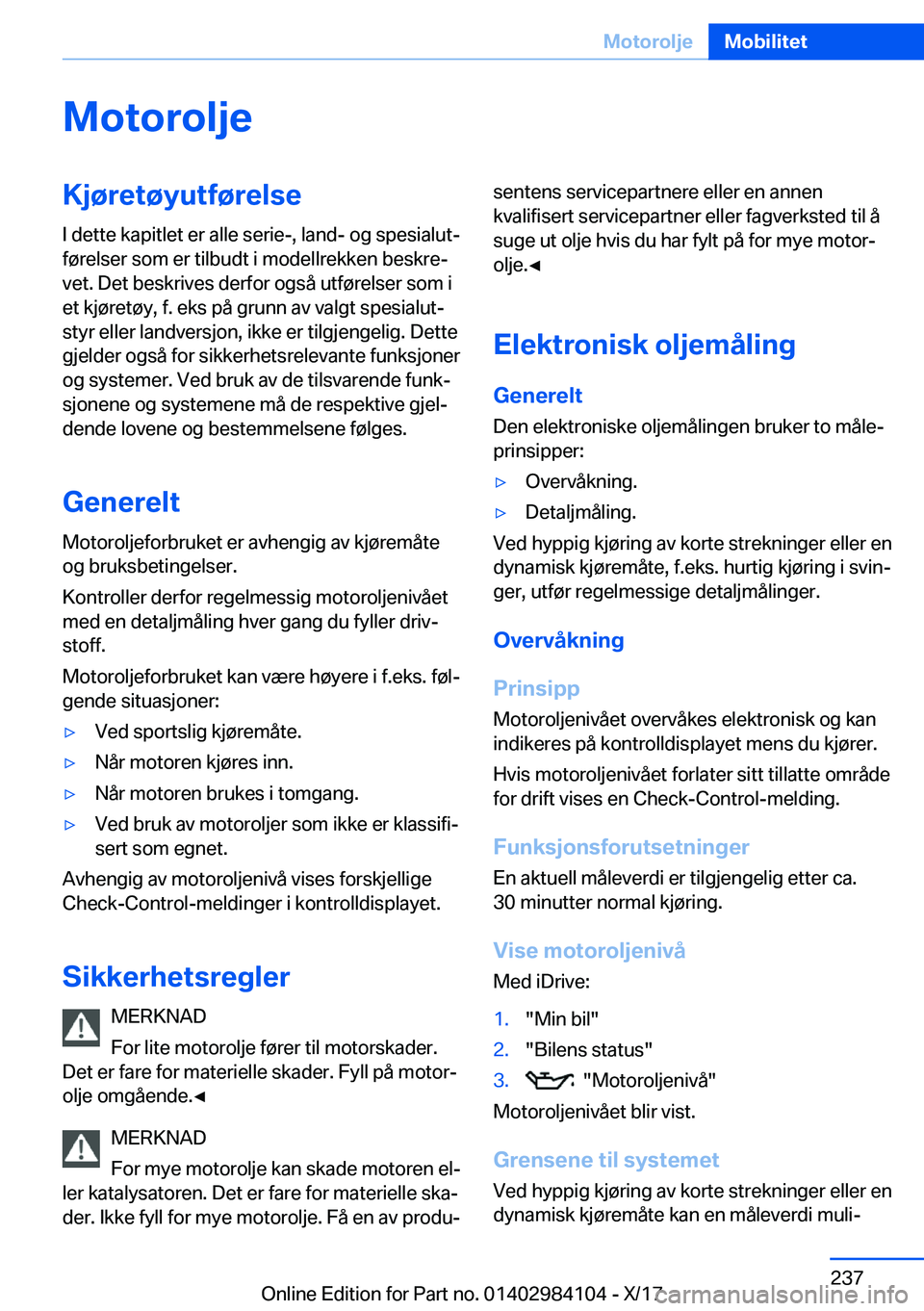 BMW 3 SERIES 2018  InstruksjonsbØker (in Norwegian) �M�o�t�o�r�o�l�j�e�K�j�