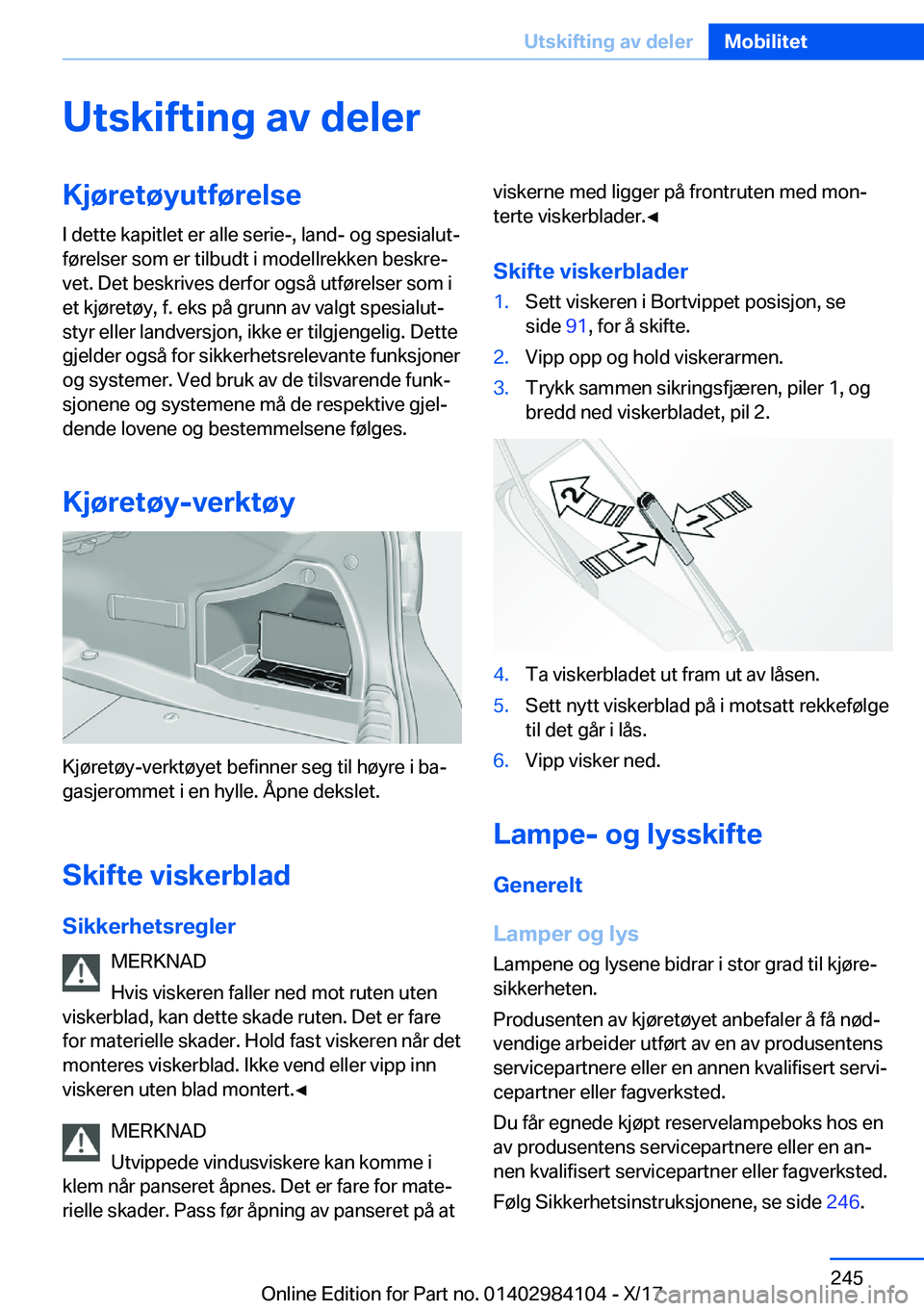 BMW 3 SERIES 2018  InstruksjonsbØker (in Norwegian) �U�t�s�k�i�f�t�i�n�g��a�v��d�e�l�e�r�K�j�