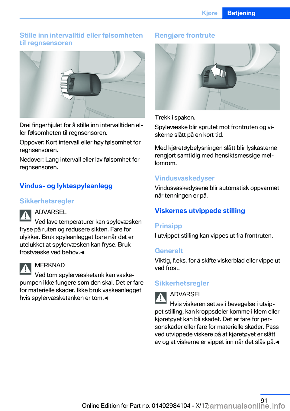 BMW 3 SERIES 2018  InstruksjonsbØker (in Norwegian) �S�t�i�l�l�e��i�n�n��i�n�t�e�r�v�a�l�l�t�i�d��e�l�l�e�r��f�