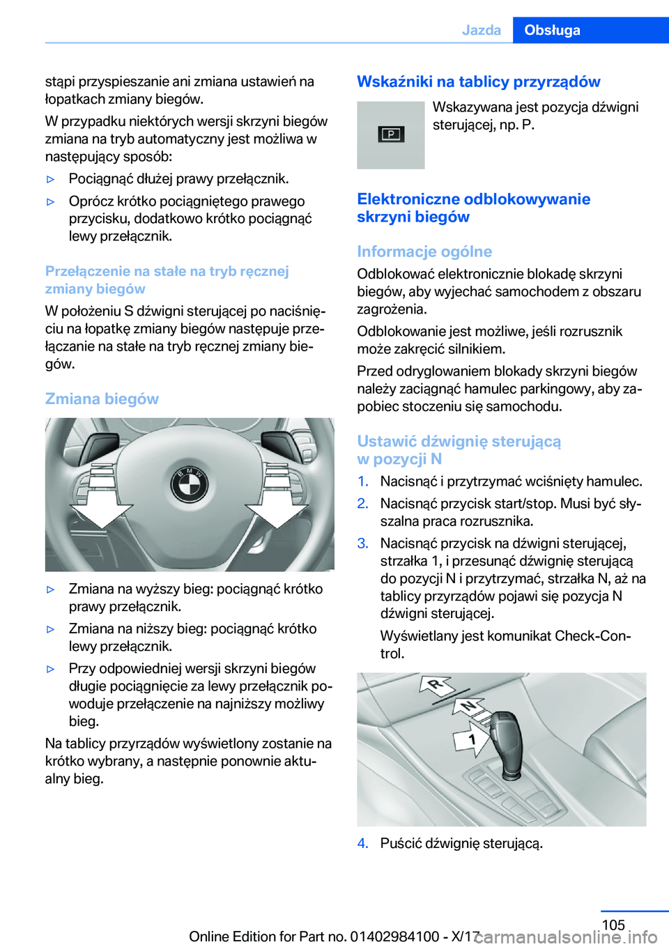 BMW 3 SERIES 2018  Instrukcja obsługi (in Polish) �s�t�