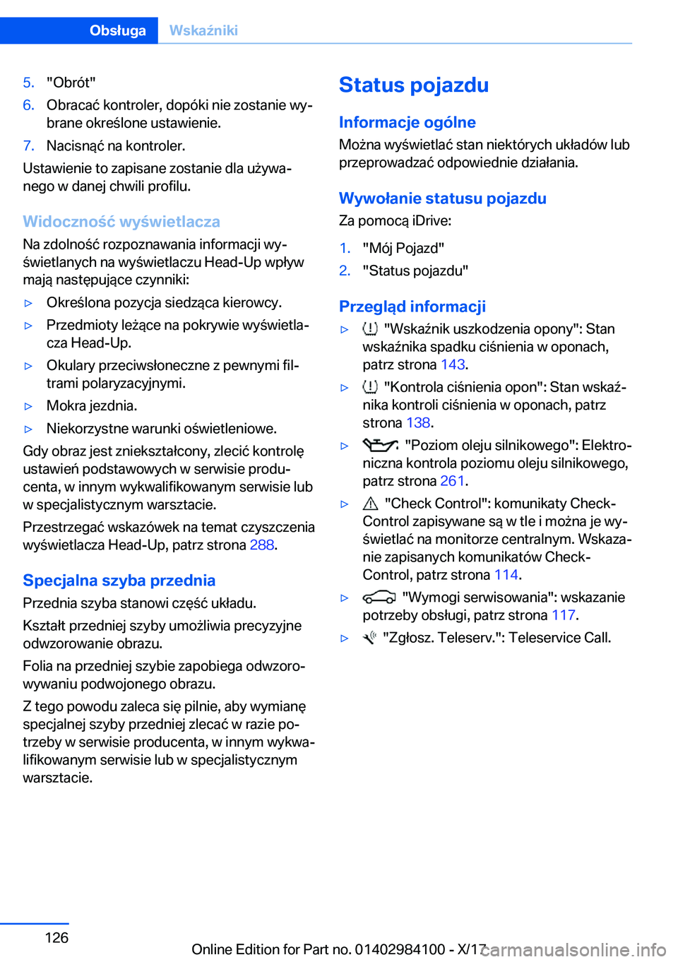 BMW 3 SERIES 2018  Instrukcja obsługi (in Polish) �5�.�"�O�b�r�