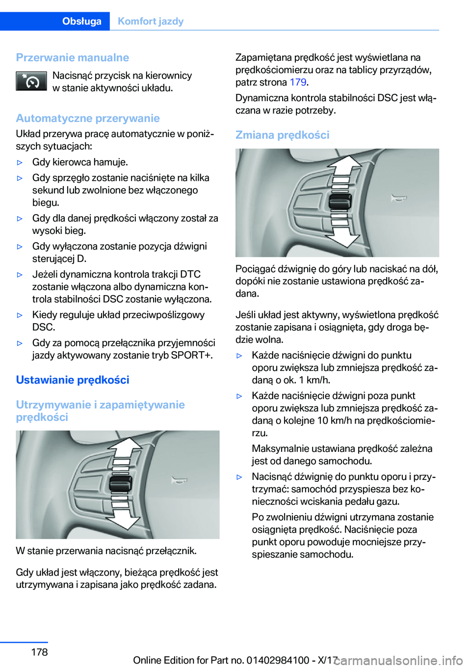 BMW 3 SERIES 2018  Instrukcja obsługi (in Polish) �P�r�z�e�r�w�a�n�i�e��m�a�n�u�a�l�n�e�N�a�c�i�s�n�