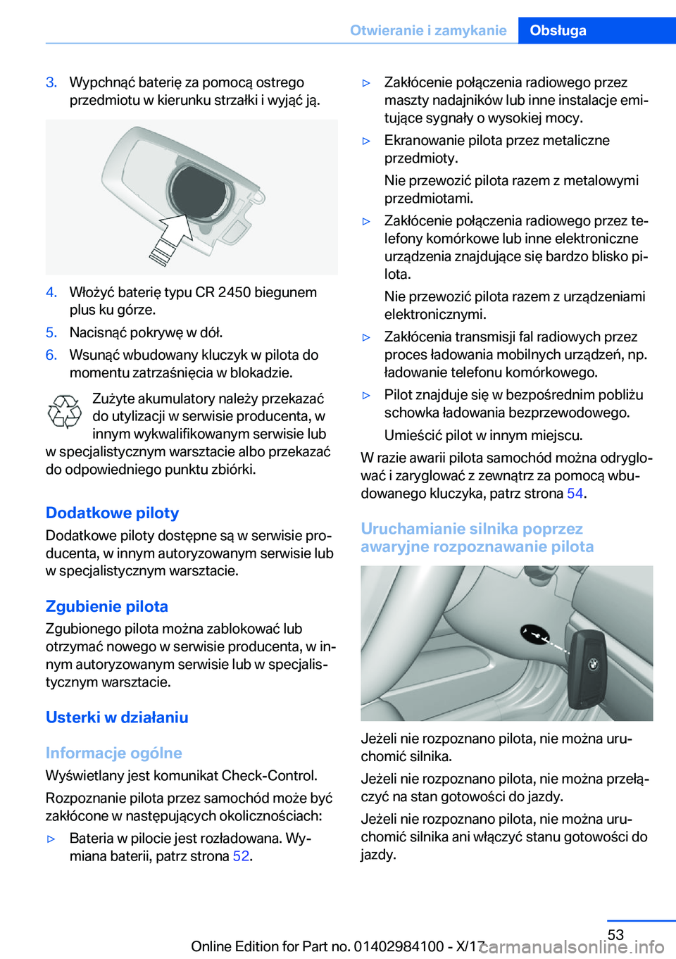 BMW 3 SERIES 2018  Instrukcja obsługi (in Polish) �3�.�W�y�p�c�h�n�