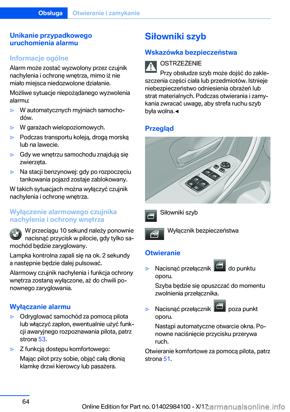 BMW 3 SERIES 2018  Instrukcja obsługi (in Polish) �U�n�i�k�a�n�i�e��p�r�z�y�p�a�d�k�o�w�e�g�o
�u�r�u�c�h�o�m�i�e�n�i�a��a�l�a�r�m�u
�I�n�f�o�r�m�a�c�j�e��o�g�