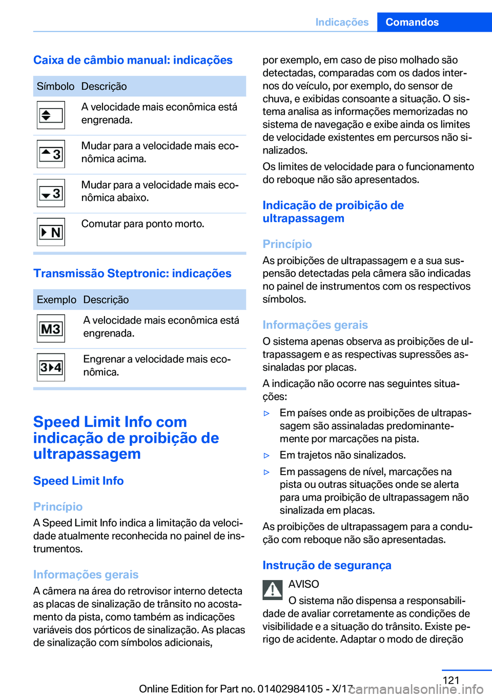BMW 3 SERIES 2018  Manual do condutor (in Portuguese) �C�a�i�x�a��d�e��c�â�m�b�i�o��m�a�n�u�a�l�:��i�n�d�i�c�a�