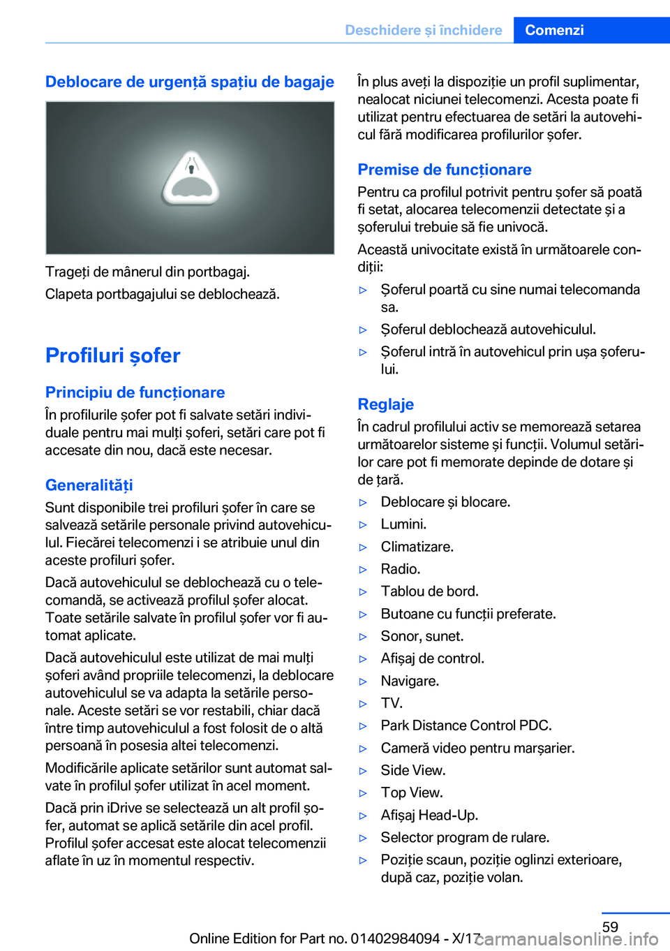 BMW 3 SERIES 2018  Ghiduri De Utilizare (in Romanian) �D�e�b�l�o�c�a�r�e��d�e��u�r�g�e�n�