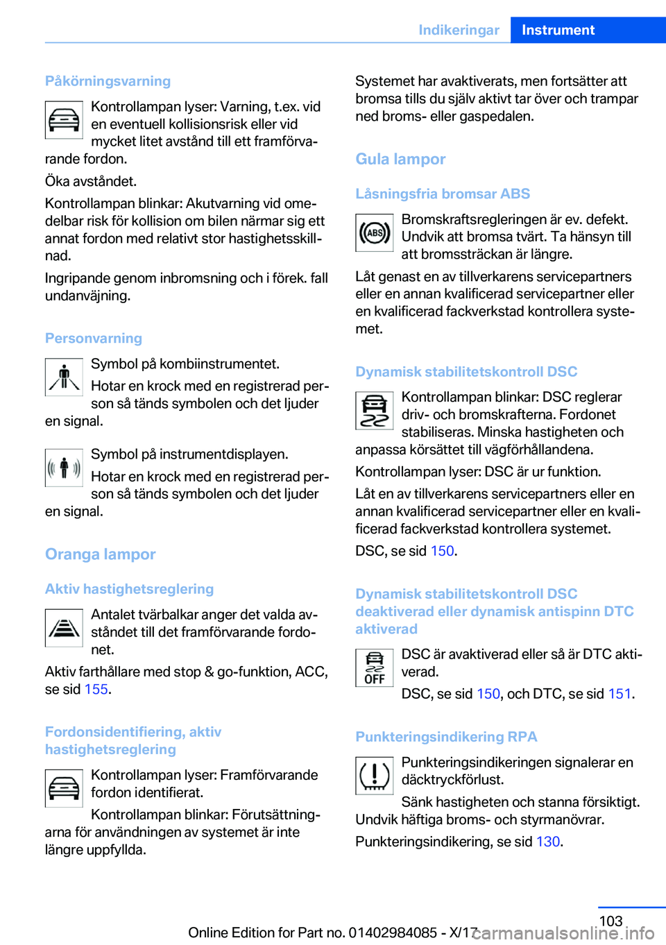 BMW 3 SERIES 2018  InstruktionsbÖcker (in Swedish) �P�å�k�