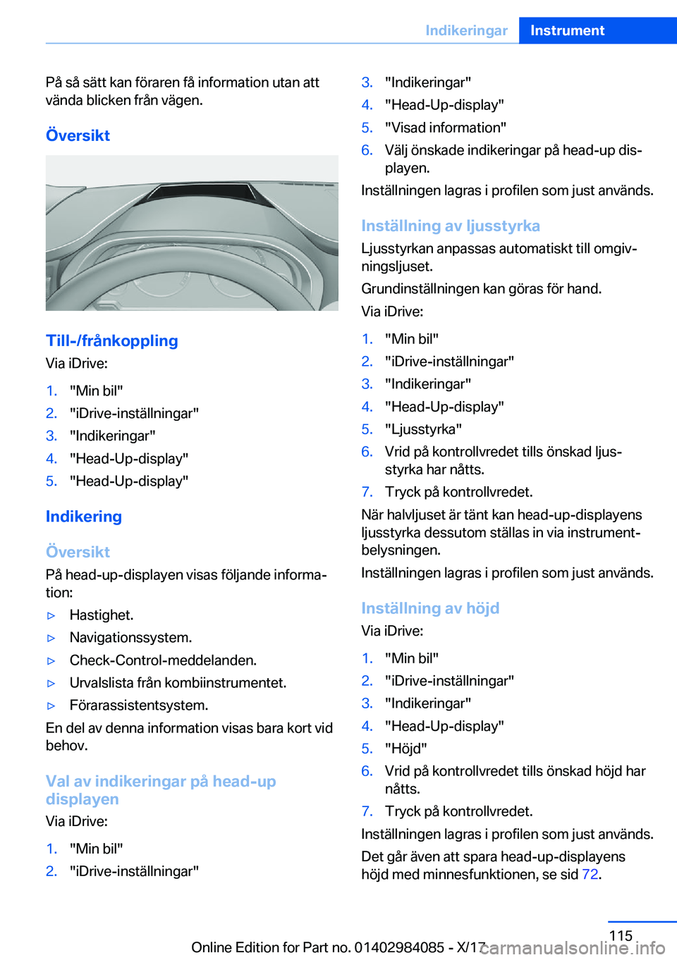 BMW 3 SERIES 2018  InstruktionsbÖcker (in Swedish) �P�å� �s�å� �s�ä�t�t� �k�a�n� �f�