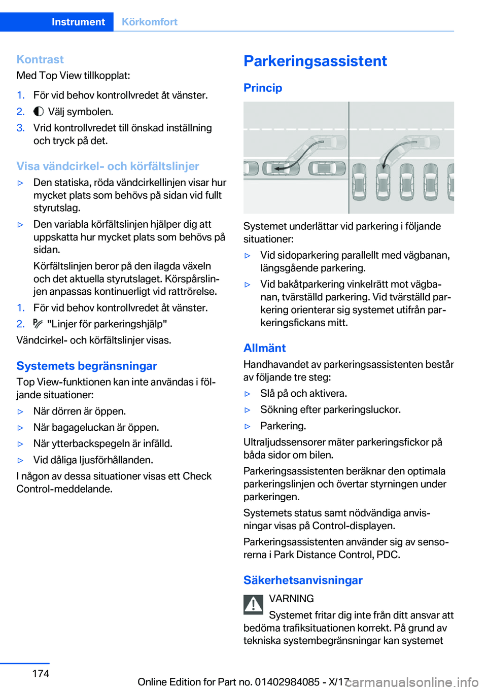 BMW 3 SERIES 2018  InstruktionsbÖcker (in Swedish) �K�o�n�t�r�a�s�t�M�e�d� �T�o�p� �V�i�e�w� �t�i�l�l�k�o�p�p�l�a�t�:�1�.�F�
