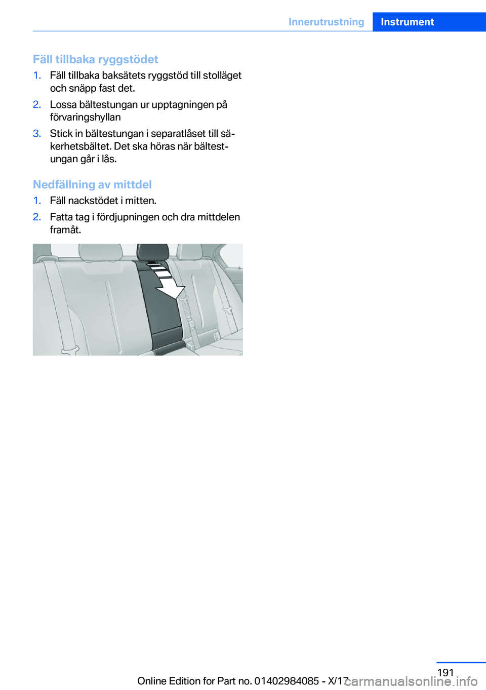 BMW 3 SERIES 2018  InstruktionsbÖcker (in Swedish) �F�ä�l�l��t�i�l�l�b�a�k�a��r�y�g�g�s�t�