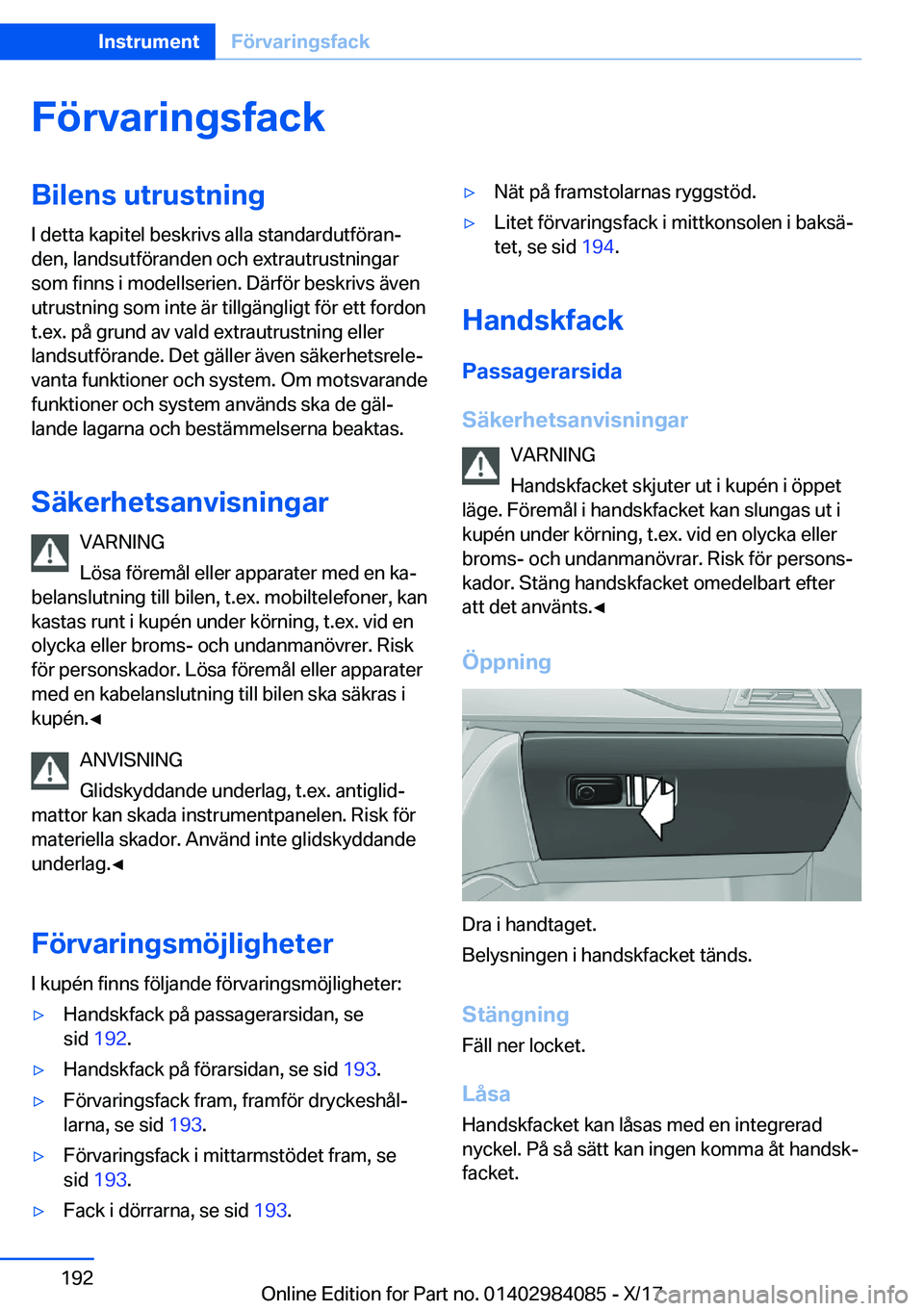 BMW 3 SERIES 2018  InstruktionsbÖcker (in Swedish) �F�