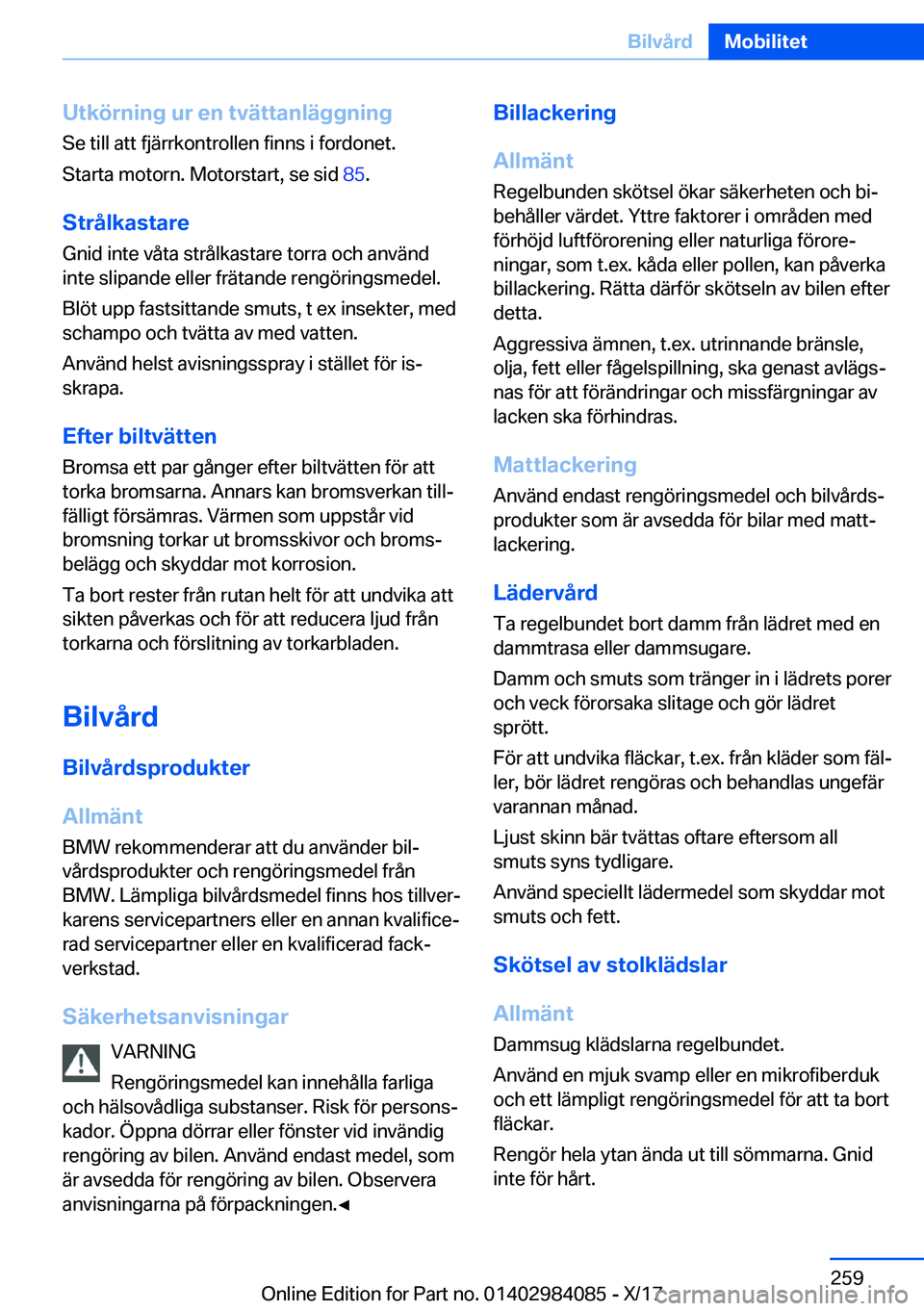 BMW 3 SERIES 2018  InstruktionsbÖcker (in Swedish) �U�t�k�