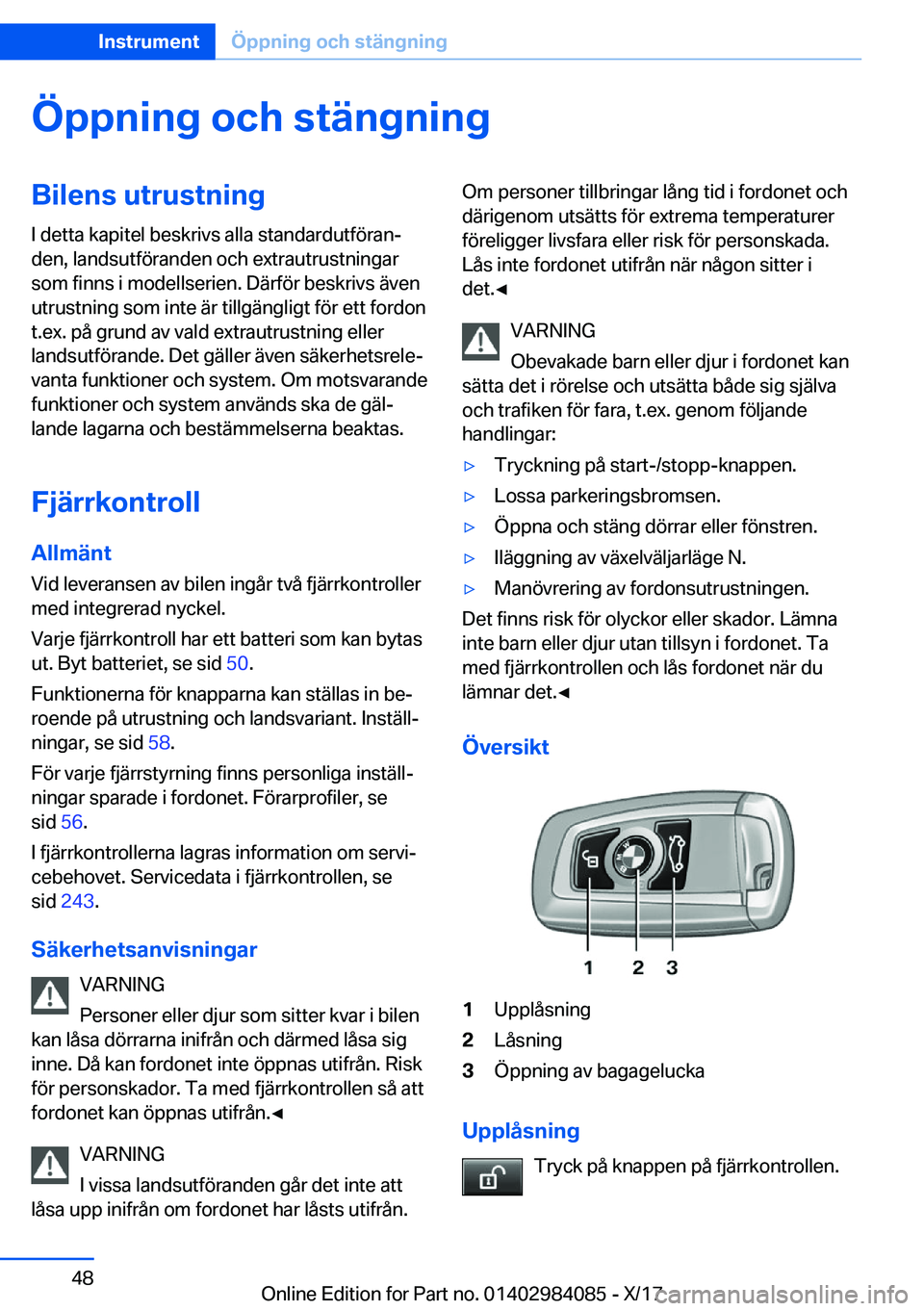 BMW 3 SERIES 2018  InstruktionsbÖcker (in Swedish) �