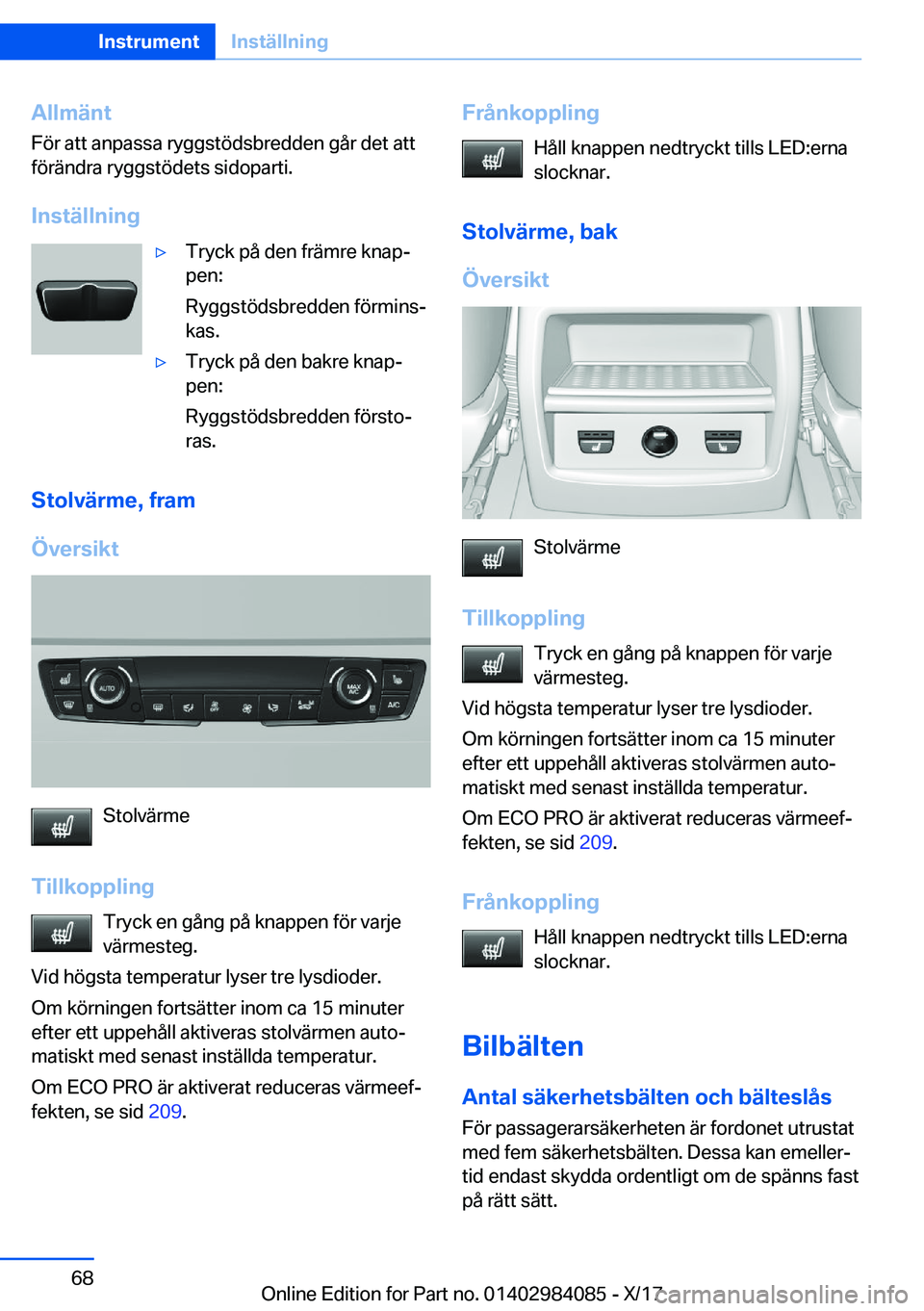BMW 3 SERIES 2018  InstruktionsbÖcker (in Swedish) �A�l�l�m�ä�n�t
�F�