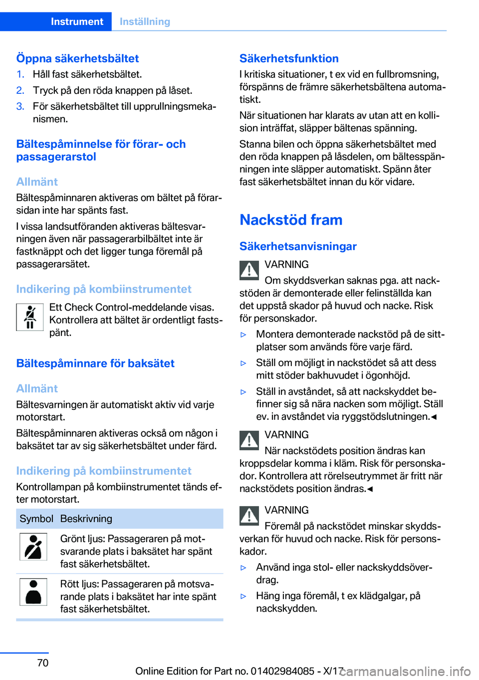 BMW 3 SERIES 2018  InstruktionsbÖcker (in Swedish) �