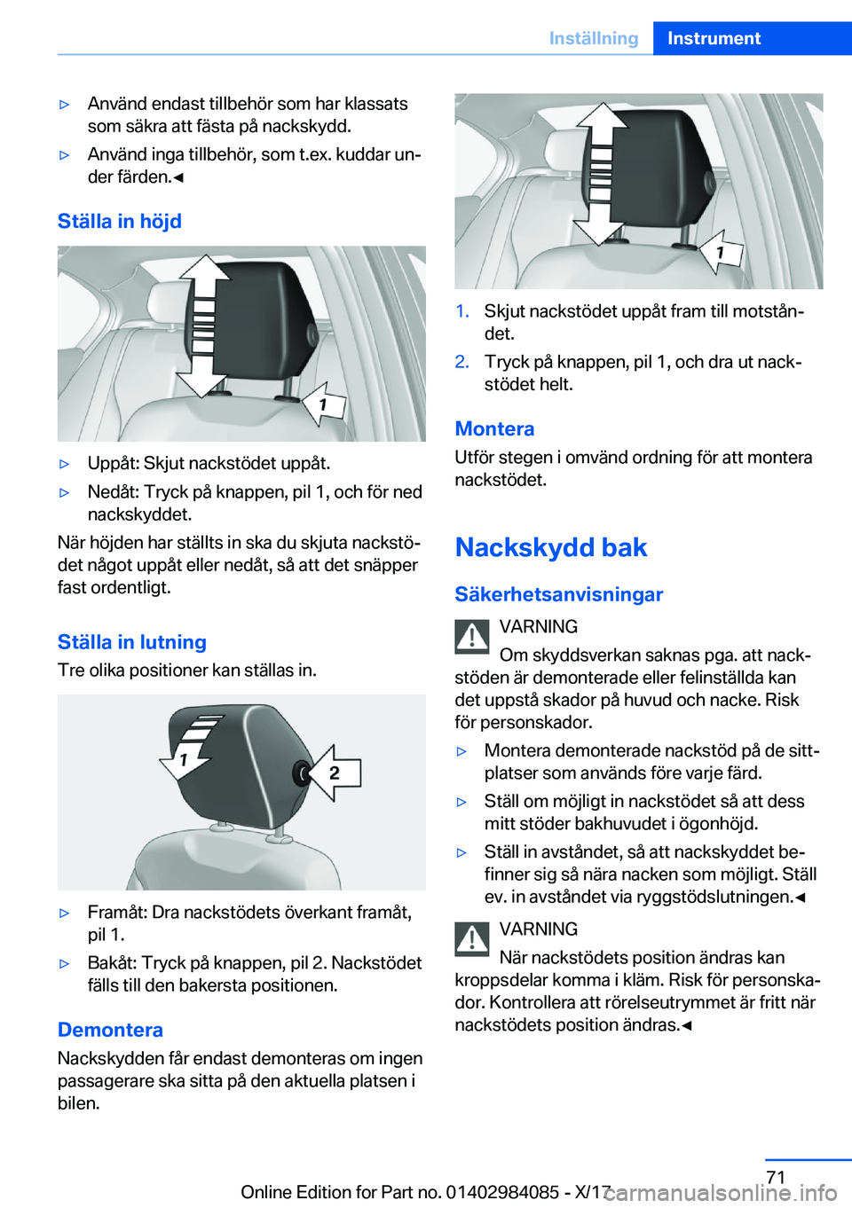 BMW 3 SERIES 2018  InstruktionsbÖcker (in Swedish) y�A�n�v�ä�n�d� �e�n�d�a�s�t� �t�i�l�l�b�e�h�